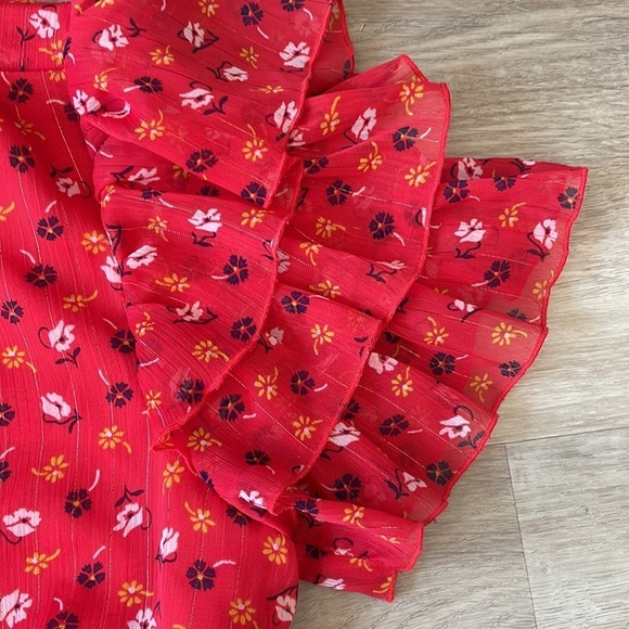 Madewell Tiered-Sleeve Peplum Top in Metallic Prairie Posies size 6 - Picture 11 of 15